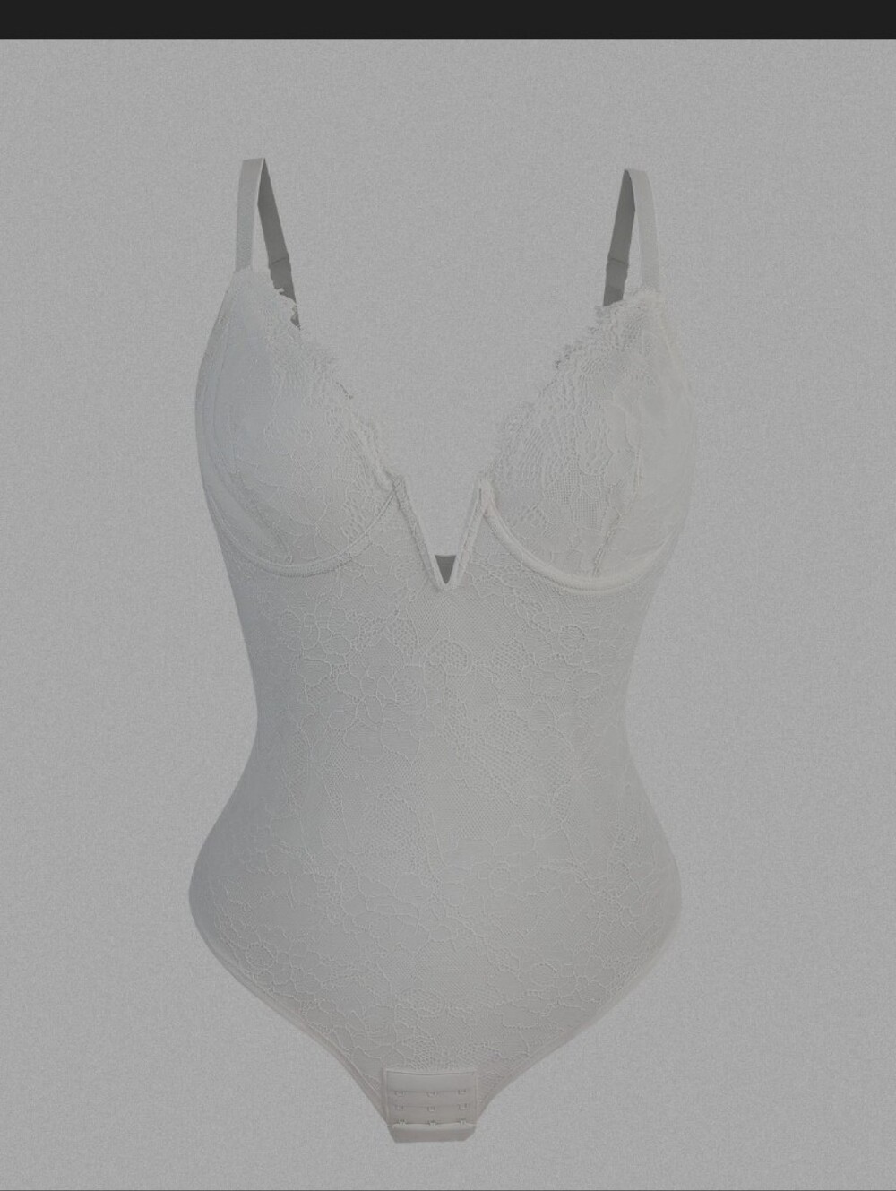Lace Plunge Bodysuit - White Size XL